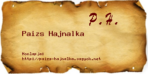 Paizs Hajnalka névjegykártya